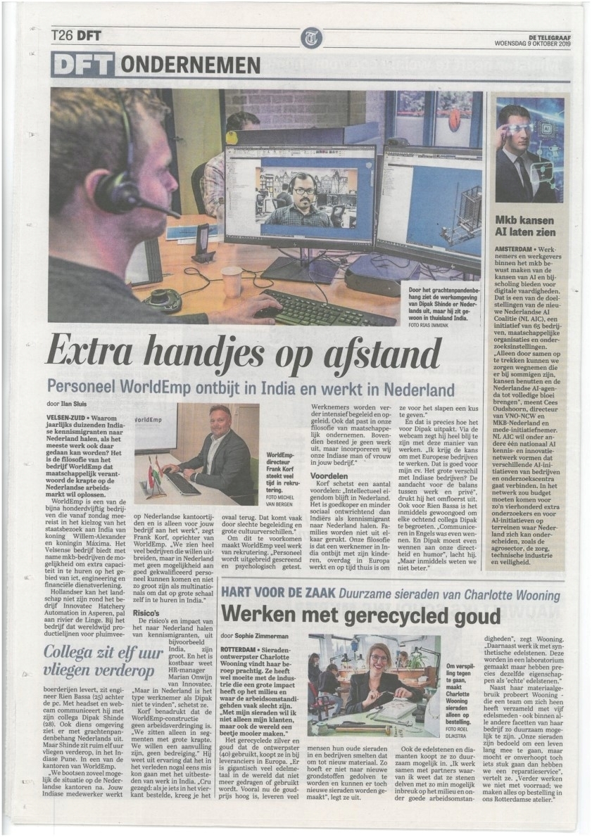Financial Telegraaf about WorldEmp (in Dutch)